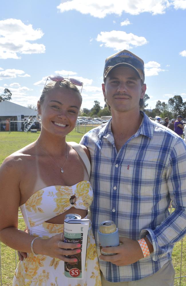 At the Clifton Races are (from left) Kiara and Angus, Saturday, October 28, 2023. Picture: Jessica Klein