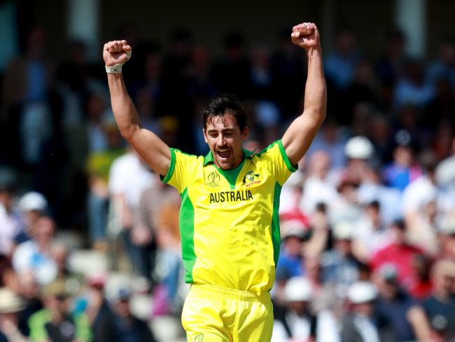 Mitchell Starc celebrates in his match-winning performance.