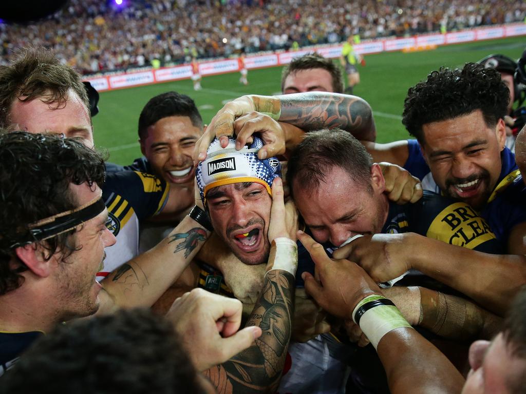 2015: Unquestionably the pinnacle season of Thurston’s career. <br/>After 11 years of trying, he finally led the Cowboys to their promised land - a maiden premiership -in the most dramatic fashion imaginable.<br/>After playing a vital role in Kyle Feldt’s match-levelling try on the full-time siren against Brisbane in the grand final, Thurston calmly slotted a golden point field goal to seal the deal. <br/>He also won the Clive Churchill Medal as grand final man of the match, as well as another Dally M and Golden Boot for good measure.