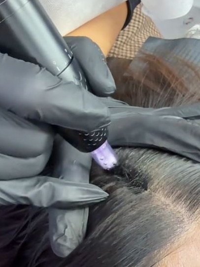 Clients are going as far as tattooing their scalps. Picture: TikTok/tikkaau