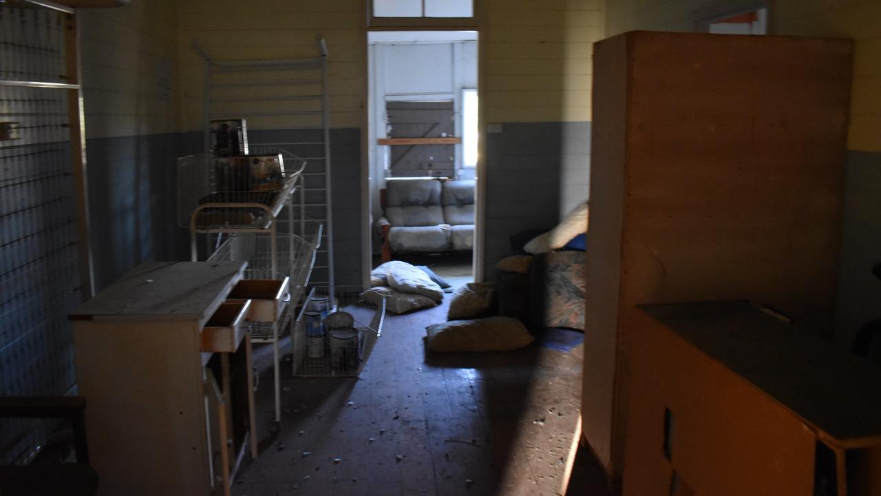 Upstairs of the Central Hotel of the former boarding rooms.