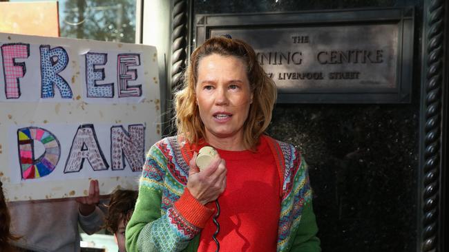 Daniel Duggan’s wife Saffrine Duggan addresses the media and speaks to the friends, family and other members of the public outside Downing Court last week. Picture: NCA Newswire/ Gaye Gerard