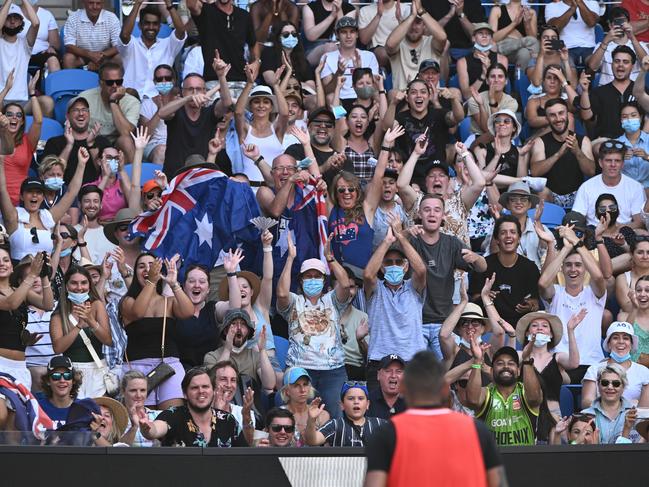 Fans got out of control during Thanasi Kokkinakis and Nick Kyrgios match. Picture: Getty Images