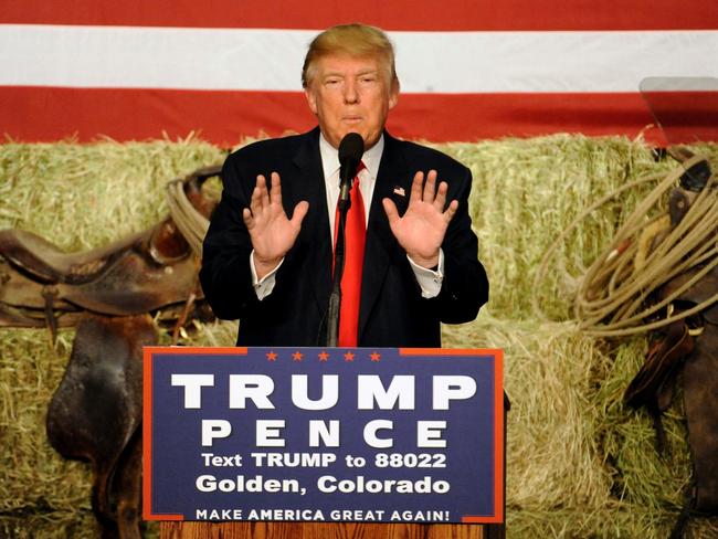 Donald Trump - gaining again in the polls - told a swing state rally in Colorado yesterday Ms Clinton’s emails were “the biggest political scandal since Watergate”. Picture: AFP