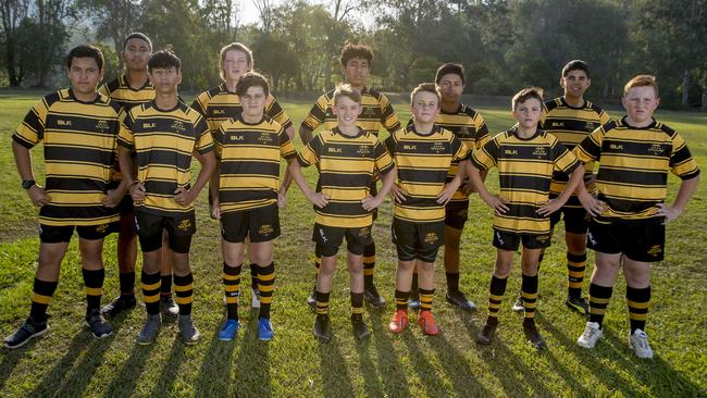 Yatala Rams Junior Rugby Union Club members. Picture: Jerad Williams