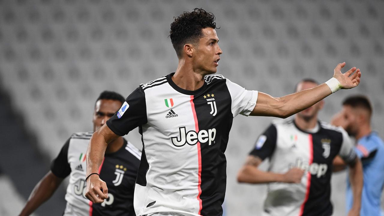 Cristiano Ronaldo celebrates one of his two goals.