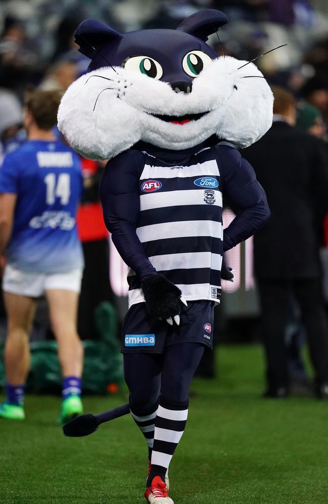 The Geelong Cats mascot. Picture: AAP Image/Scott Barbour