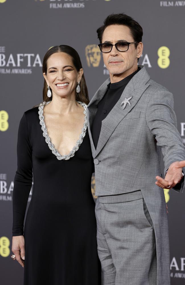 Best Supporting Actor winner Robert Downey Jr with his wife Susan Downey at the awards. Picture: Getty Images