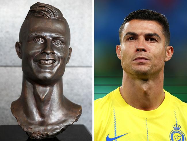 Cristiano Ronaldo stands immortalised in this status at the Cristiano Ronaldo International Airport in Madeira. Picture: Adam Davy, Yasser Bakhsh/Getty Images