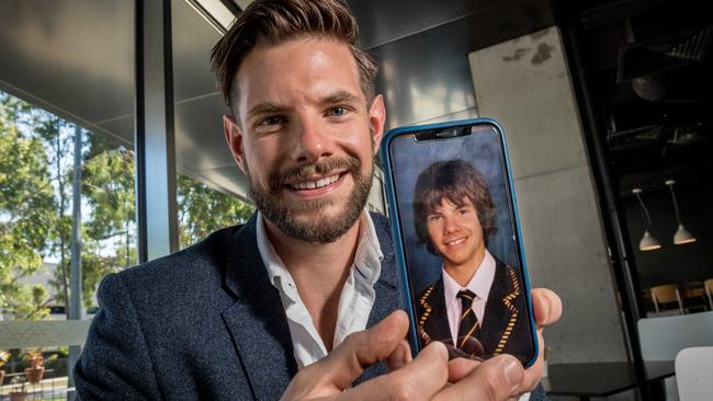 Alex Papas had his hair cut by deputy headmaster Rohan Brown when he was a student at Trinity Grammar. Picture: Jake Nowakowski