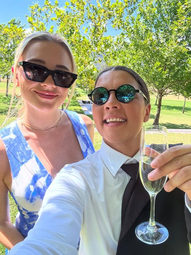 Sam Kerr and Kristie Mewis, at a wedding in the Hunter Valley in NSW. Picture: Sam Kerr / Instagram