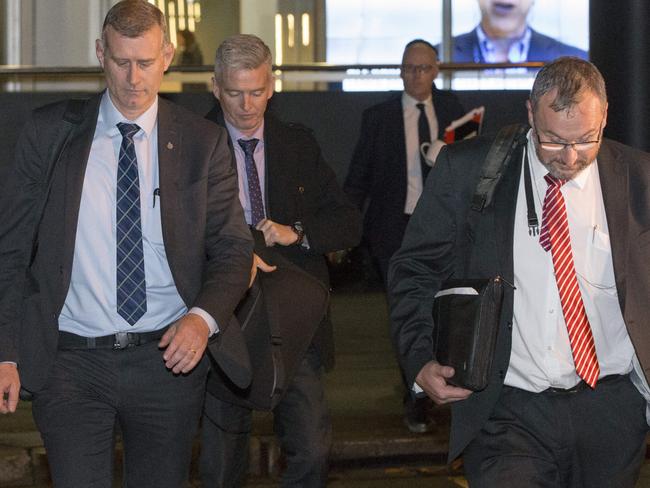 AFP officers as they leave the ABC in Ultimo, AFP officers raid the offices of the ABC, Sydney, 5th June 2019. Picture by Damian Shaw