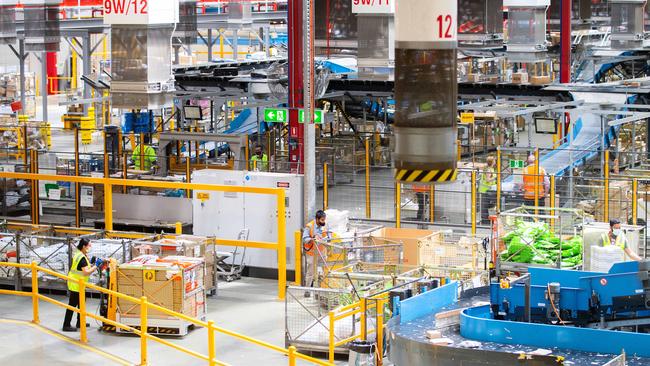 Australia Post Melbourne Parcel Facility in full swing during what is the biggest parcel delivery week in the organisations 211-year history. Picture: Mark Stewart