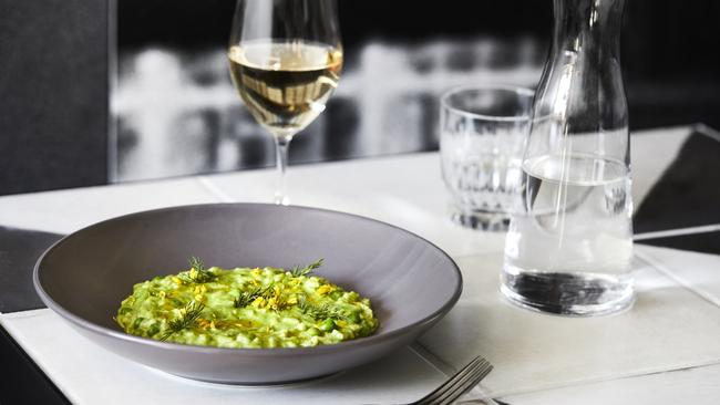 Mind your peas and queues: the excellent risotto at Frederic. Picture: Sharyn Cairns