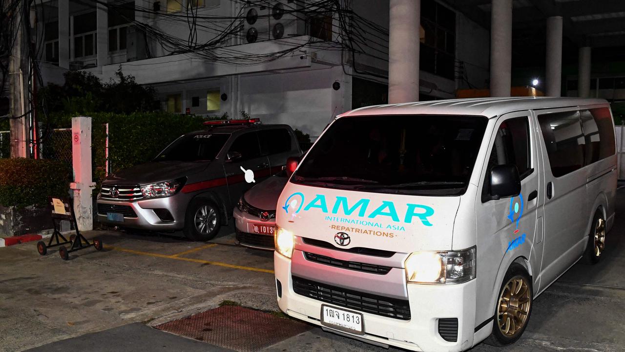 An ambulance carrying the body of Australian cricket player Shane Warne leaves the Police General Hospital in Bangkok. Photo by James WILSON / various sources / AFP.