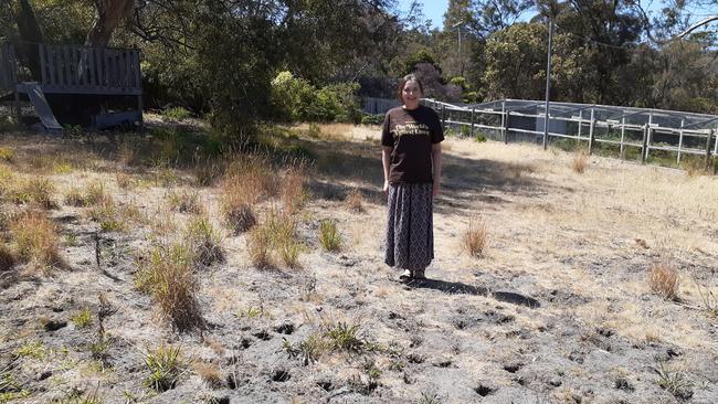 A Tasmanian woman has taken out the crown of the world’s ugliest lawn, in a bizarre award that’s backed by a famous American actor. Picture: World’s Ugliest Lawn