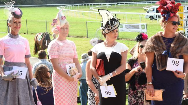 Sherida Parker, Olivia Pennisi, Josie Peck and Priscilla Dolley in the Fasion on the Field at the Ballina Cup. Picture: Marc Stapelberg.