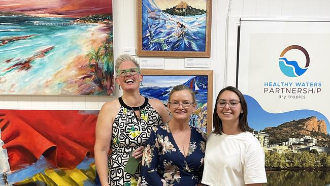 Visionary behind the Swim Art Prizer Julie Boxsell, with Drill Hall Studio proprietor Sue Tilley and Healthy Waters Partnership executive officer Kara-Mae Coulter-Atkins. Picture: Supplied.