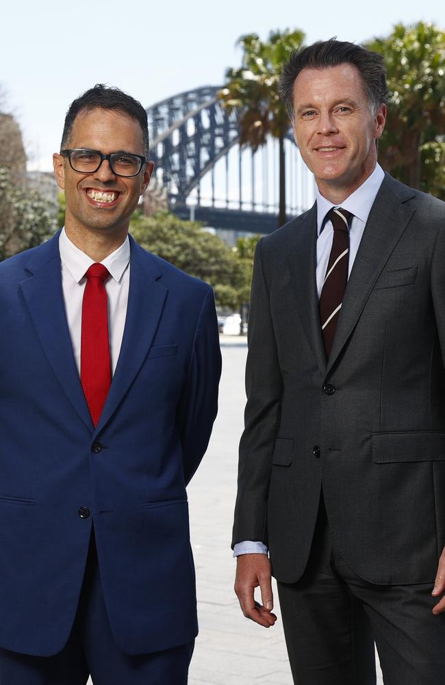 NSW Treasurer Daniel Mookhey (left) and Premier Chris Minns at 2023 Daily Telegraph Future Sydney Bradfield Oration. Picture: Richard Dobson