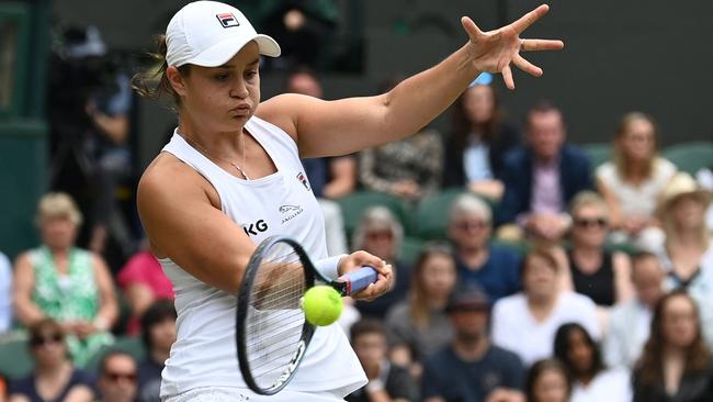 Ash Barty is one win away from the Wimbledon crown. Picture: AFP