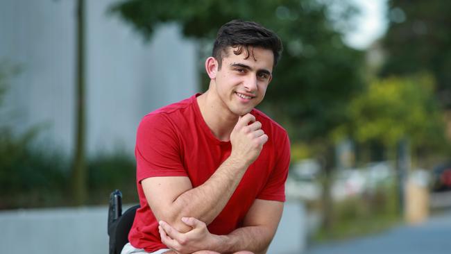 Matt Caruana survived a suicide attempt which left him a quadriplegic at age 16. Picture: Justin Lloyd.