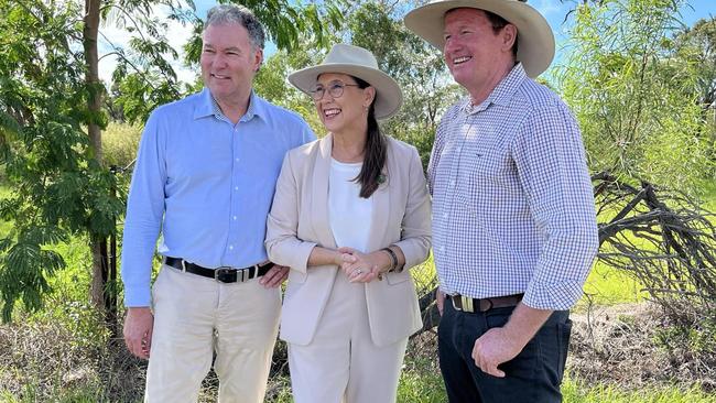 LNP Member for Mirani Glen Kelly, Education Minister John-Paul Langbroek and LNP Member for Rockhampton Donna Kirkland gathered in Gracemere to announce $10 million in funding for a long-awaited new high school.