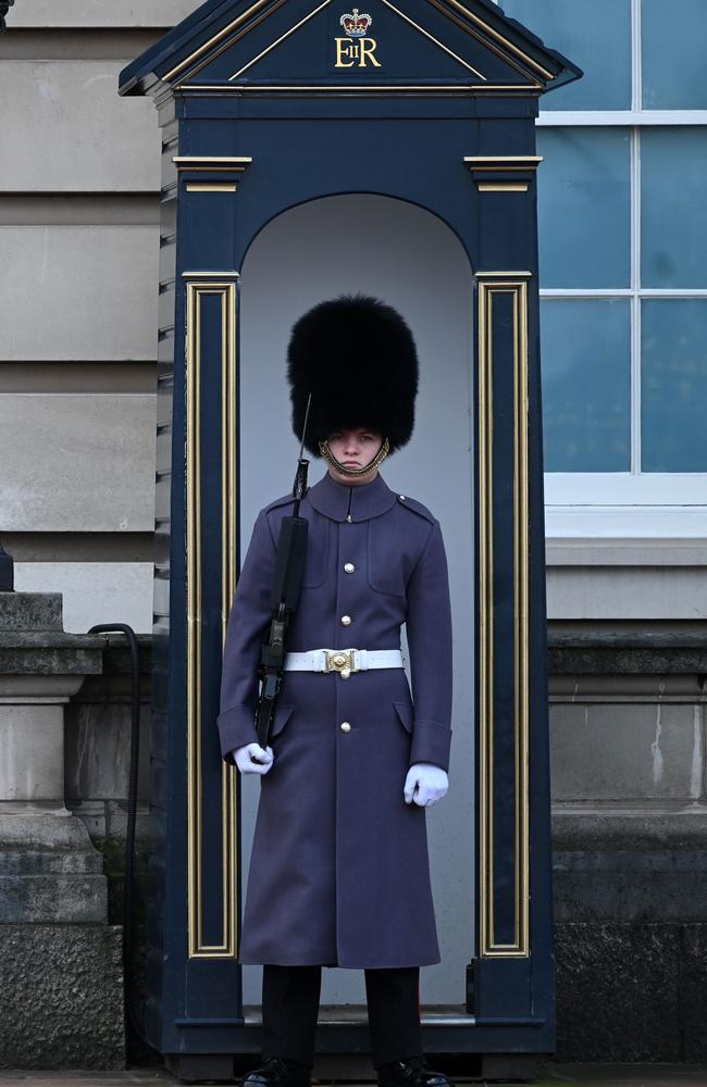 A soldier from the 1st battalion Welsh Guards stands guard outside Buckingham Palace in London on January 10. Picture: Daniel Leal-Olivas