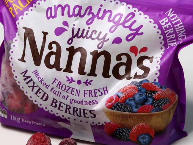 A health warning has been issued for 1kg packets of Nanna's Frozen Mixed Berries. Picture: Brendan Francis