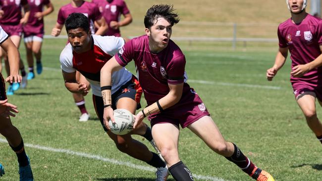 Queensland Maroon James Grey during the ASSRL Under-15 boys grand final between NSWCIS and Queensland Maroon. Picture: nashyspix.com