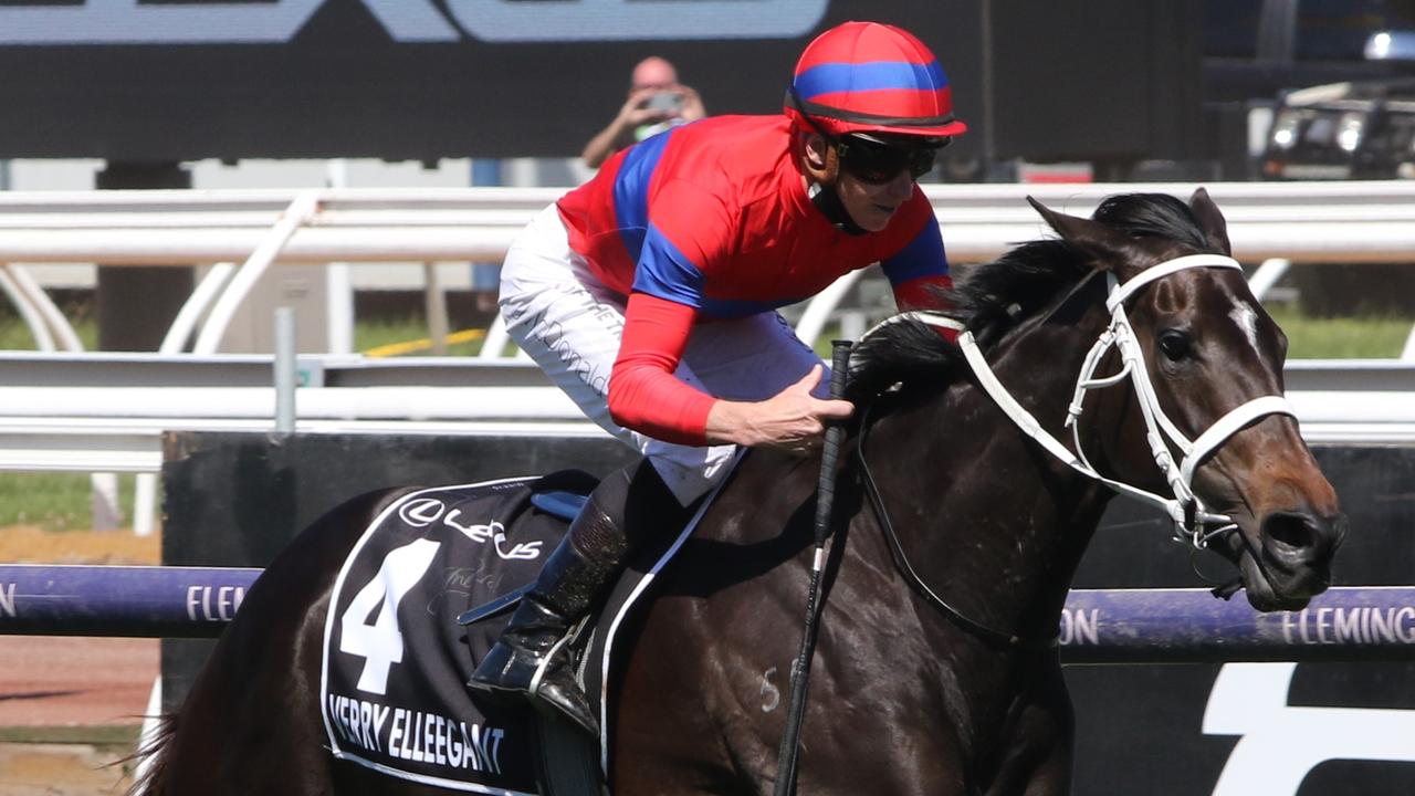 Verry Elleegant and James McDonald winning the Melbourne Cup. Picture: Grant Guy