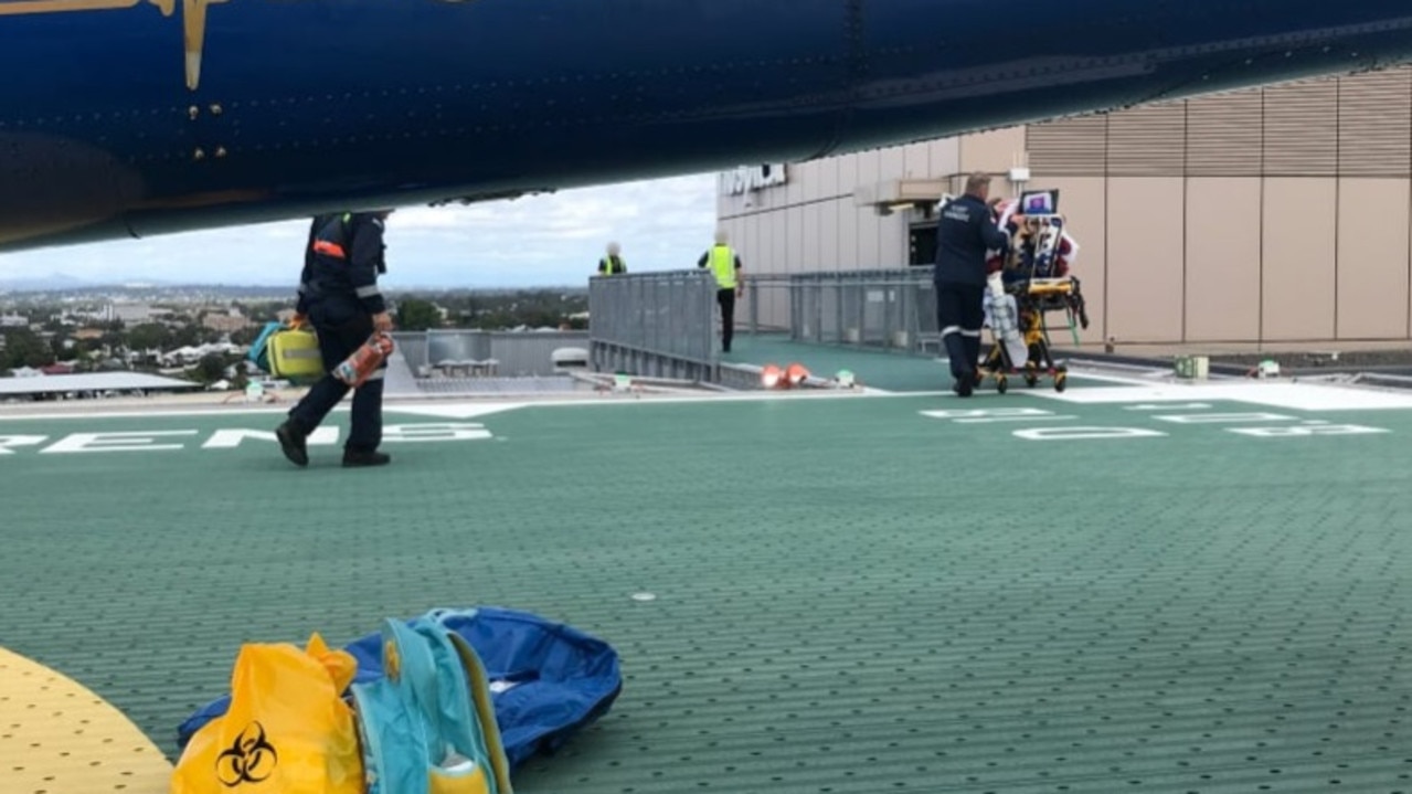 The boy was transferred to Queensland’s Children’s Hospital in Brisbane this morning. Picture: RACQ LifeFlight Rescue