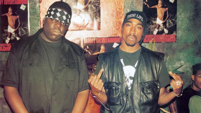 Rap singer rapper Biggie Smalls with Tupac Shakur.