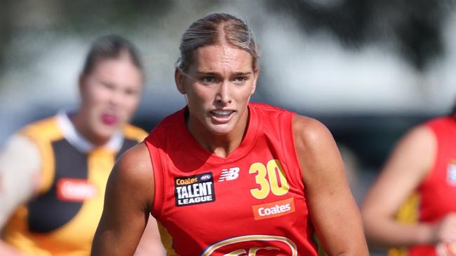 Havana Harris of the Gold Coast Suns U18 women's academy in action during the 2024 Coates Talent League. Picture: Rob Lawson/AFL Photos.