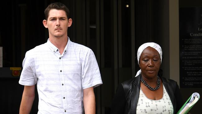 Jye Mulhall, 27, outside the Darwin Local Court with lawyer Thelma Gray on Thursday.