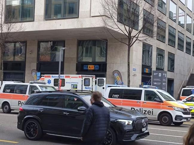 The scene outside a store in central Zurich after a 28-year-old Australian man allegedly stabbed another man. Picture: 20min