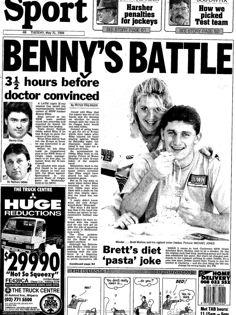 Benny Elias made headlines on this day 30 years ago, having emergency X-rays to get cleared to play against Queensland in State of Origin.