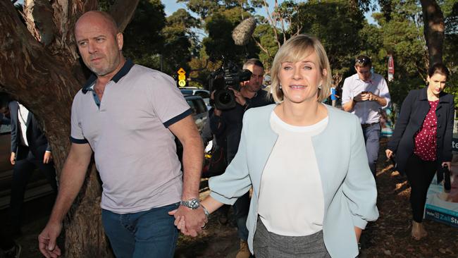 Zali Steggall votes at North Balgowlah Public School. Picture: Adam Yip