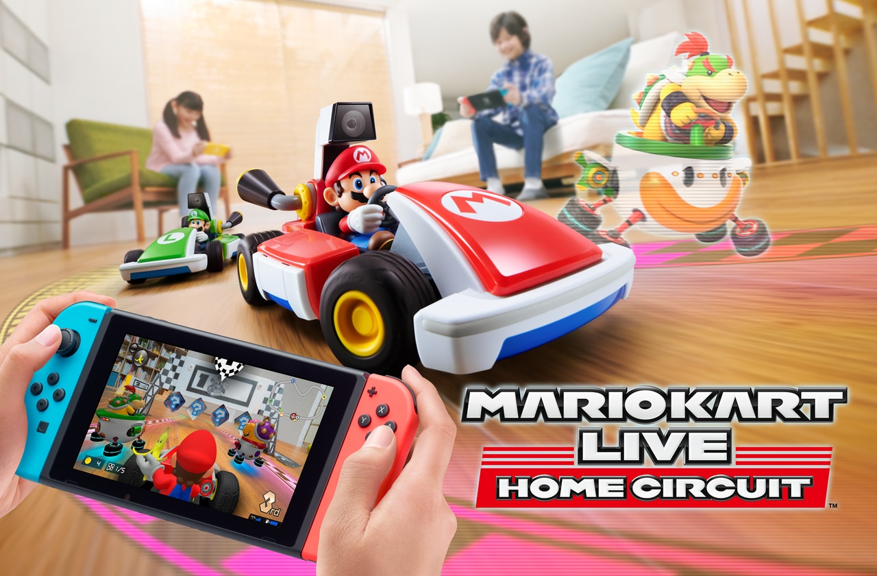 Mario Kart Live Home Cicuit uses remote control cars and augmented reality technology to transform your home into a racetrack. Picture: Supplied.