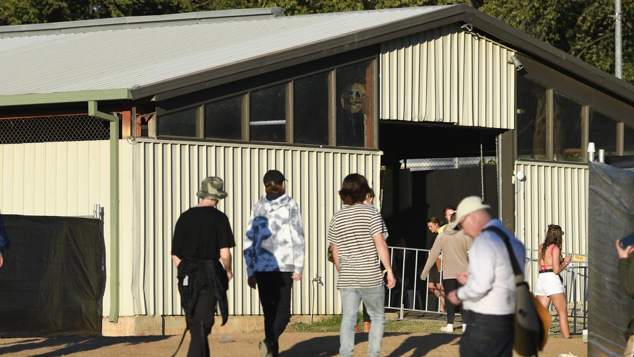 The pill testing shed at Groovin The Moo 2019. Picture: Tracey Nearmy/Getty Images