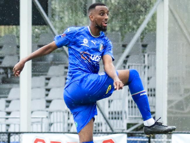 Yusuf Ahmed in action against Altona Magic on Saturday. Picture: Ashley Perez