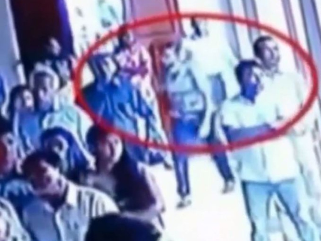 In the chilling footage, the man is shown wearing a large backpack. Picture: TV 9.