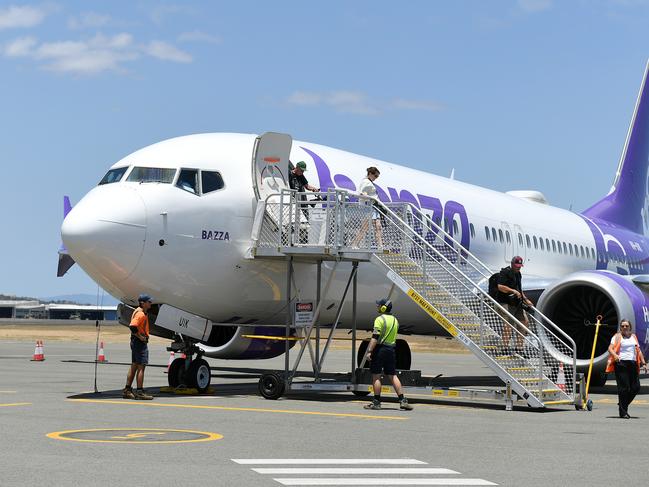 The inaugural Gold Coast to Townsville Bonza flight. Picture: Shae Beplate