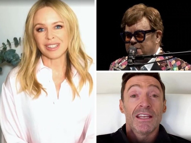 Kylie Minogue, Hugh Jackman and Elton John.