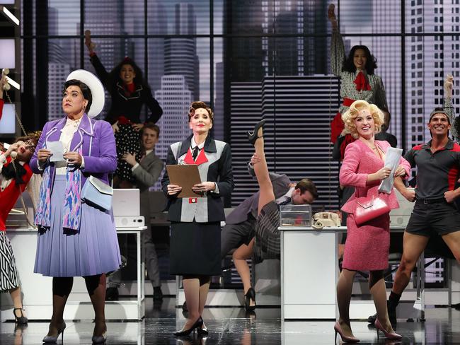 Casey Donovan as Judy Bernly, Marina Prior playing Violet Newstead, and Lily Baulderstone, who stepped in as Doralee Rhodes for the media call in 9 TO 5 The Musical, QPAC, South Brisbane. Picture: Liam Kidston.