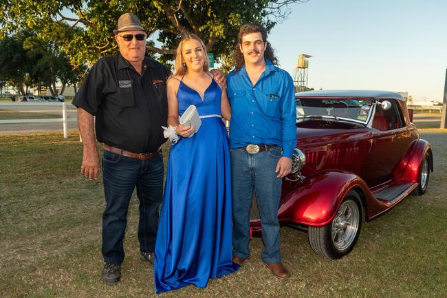 Lawrence Danastas, Brianna Leary and Trent Danastas at the Mirani State High School year 12 Formal.Picture: Michaela Harlow