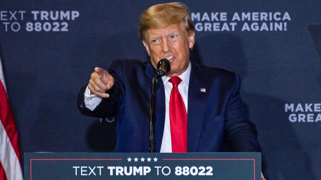 Donald Trump speaks during a Make America Great Again rally in Manchester, New Hampshire. Picture: AFP.