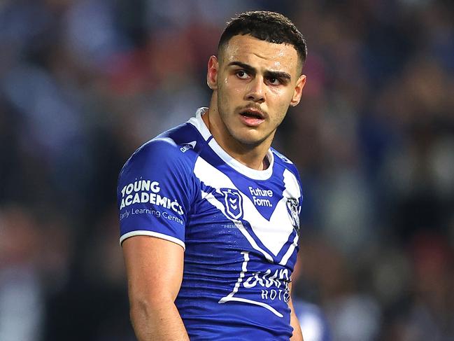 Jacob Kiraz of the Bulldogs looks on during the round 23 NRL match. (Photo by Jeremy Ng/Getty Images)