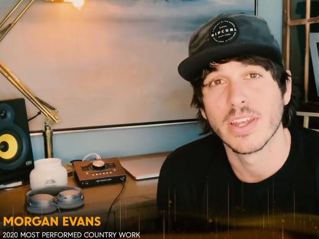 Nashville-based artist Morgan Evanswon the 2020 award for his song Young Again. Picture: Supplied