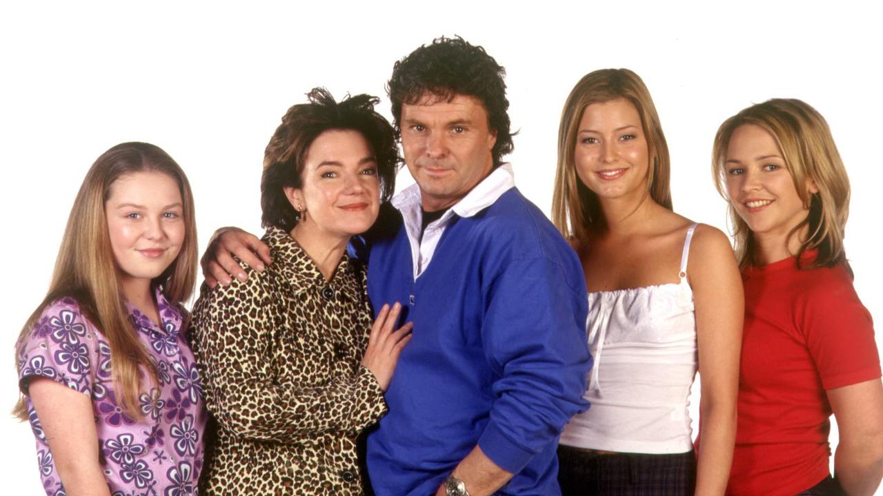 Keltie (left) with Neighbours co-stars Janet Andrewartha, Shane Connor, Holly Valance and Carla Bonner.