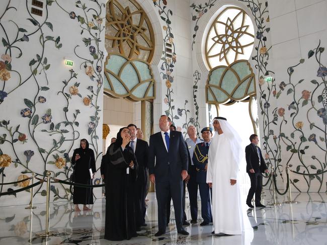 Visiting the Sheikh Zayed Grand Mosque in Abu Dhabi. Picture: Office of the Prime Minister